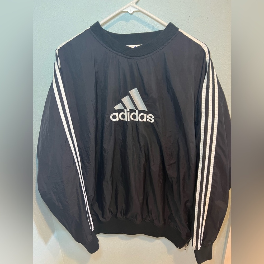 Vintage 90s Adidas lined Windbreaker Jacket Pull Over Jacket Side Zip size M